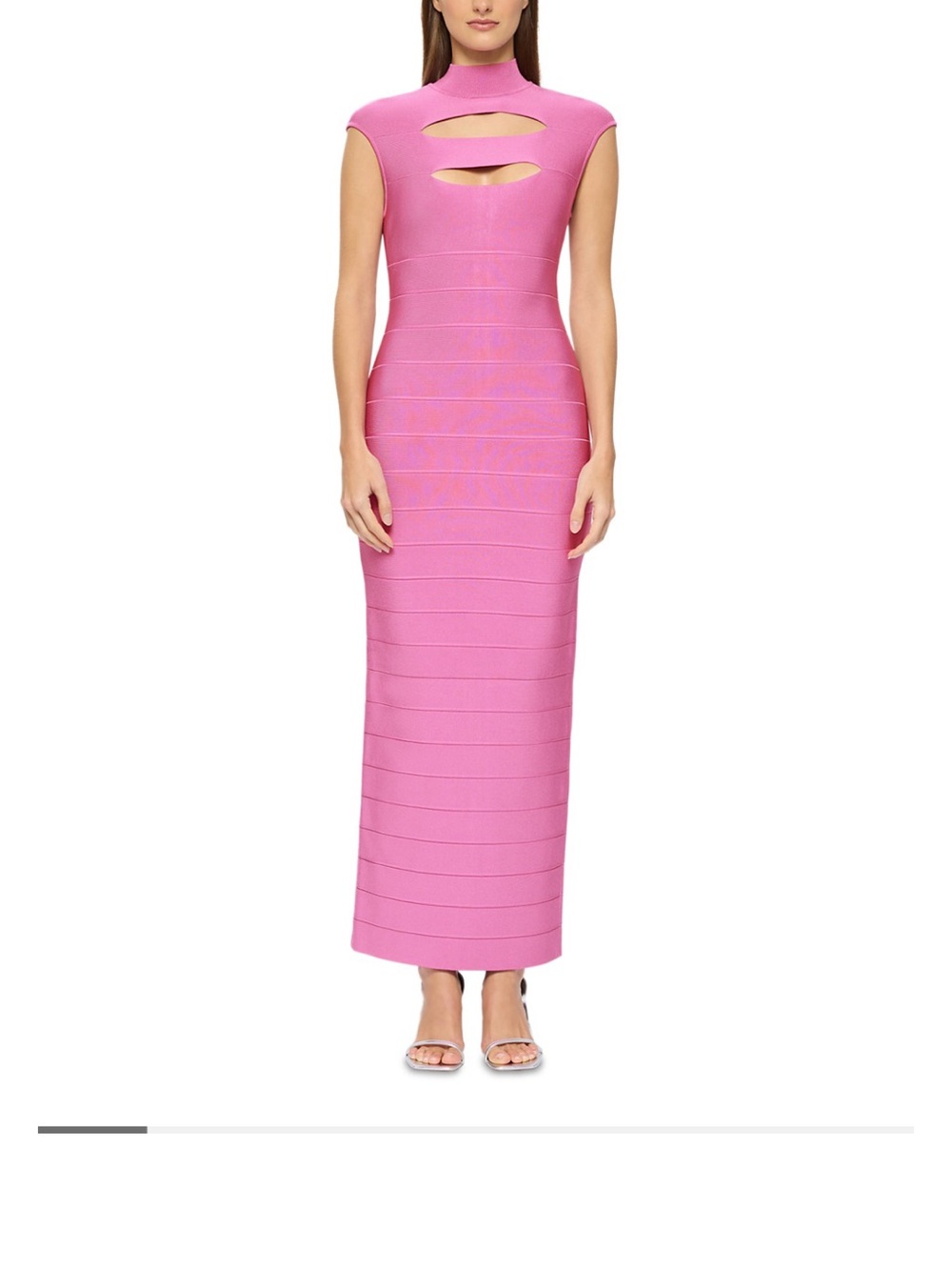 Herve Leger Hot Pink Bandage Maxi Dress with Cutout Neckline